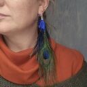 Klipsy z piórami boho - handmade w pojedynczym egzemplarzu