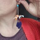 Klipsy zwariowane i lekkie handmade Frida - boho folk w odcieniach niebieskiego