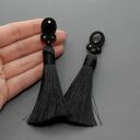 Klipsy sutasz z onyksami - eleganckie chwosty handmade (ok. 10,5 cm)