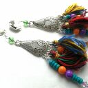 Ręcznie robione klipsy etno-boho Folk Box x1 - pojedyncza sztuka