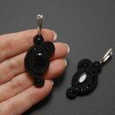 Klipsy sutasz Nocą Kairu - haft ok. 4 cm, fasetowane onyksy