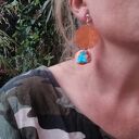 Klipsy pomarańczowe z pomponem boho - etno handmade
