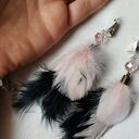 Kolorowe klipsy pióra etno boho folk - lekkie, handmade (pojedyncza sztuka)