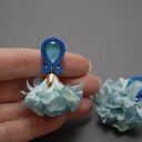 Klipsy sutasz z kwiatkiem - morskie turkusowe handmade