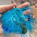 Klipsy turkus pióra eleganckie lekkie boho rękodzieło, polecam