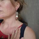 Orientalne kwiaty na klipsach - styl boho Frida, handmade
