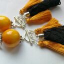 klipsy etno boho handmade wiszące długie żołte - box x1 - polecam pojedyncza