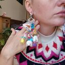Długie bujne klipsy Frida Folk - kolorowe frędzle boho na klipsy