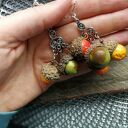 Lekkie, duże klipsy handmade z motywem żołędzi i owoców - boho