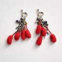 Klipsy czerwone chwosty i pompony leciutkie box x1