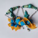 Klipsy etno boho wiszące kwiaty orient - klipsy handmade na uszy bez przekłuwania