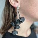 Klipsy czarne kwiaty lekkie duze polecam box wir