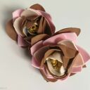 klipsy beżowe jesienne kwiatowe handmade folk lekkie