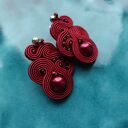 Bordowe kolczyki soutache