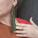Duże, lekkie klipsy zamszowe boho brąz i zieleń - Ruda Klara