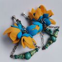 Klipsy etno boho wiszące kwiaty orient - klipsy handmade na uszy bez przekłuwania