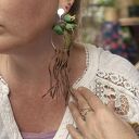 Brązowe klipsy folk boho bez przekłuwania - ręcznie robione, jeden egzemplarz