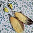 Lekkie klipsy pióra i czaszka w stylu boho i folk - handmade