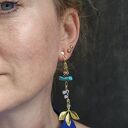 Niebiesko-złote klipsy Box X1 - lekkie i stylowe, ręcznie robione