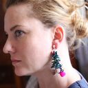 Klipsy handmade "serialowy język miałki drażni me migdałki" - autorska biżuteria