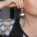 Ręcznie robione klipsy folk z różami - lekkie i wiszące