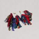 Długie klipsy koła materiałowe boho z żółtymi chwostami - handmade