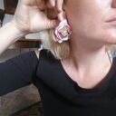 Beżowe klipsy kwiatowe folk handmade - lekkie jesienne