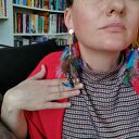 Kolorowe klipsy z piórami etno-boho - folkowe frędzle (handmade)