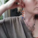 Kolorowe wiszące klipsy boho folk - frędzle i pióra Ruda Klara (box g1)
