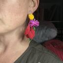 Długie, kolorowe klipsy folk boho Frida - lekkie i ręcznie robione