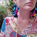 Lekkie klipsy Frida w stylu etno boho - chwosty i kwiaty