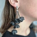 Klipsy lekkie kwiaty czarne