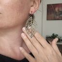 Klipsy liście folk boho Frida - beżowe klipsy damskie
