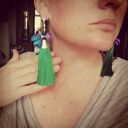 Klipsy etno boho z chwostami - frędzle handmade na ślub i folk
