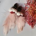 Klipsy etno boho z piórami - kwiatowy akcent handmade