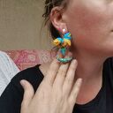 Klipsy etno boho wiszące kwiaty orient - klipsy handmade na uszy bez przekłuwania