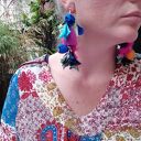 Lekkie klipsy Frida w stylu etno boho - chwosty i kwiaty