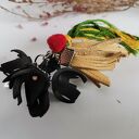 Klipsy etno-boho ze skóry: kwiaty i frędzle na klipsy (box x1)
