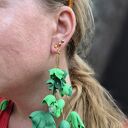 Zielone długie klipsy bujne kwiaty - lekkie i ręcznie robione