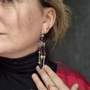Boho klipsy handmade z chwostami - pojedynczy egzemplarz (lekkie i kolorowe)