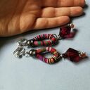 Kolorowe klipsy etno boho Lina Box X1 - lekkie, handmade Ruda Klara