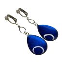 Perłowe klipsy z kobaltowymi kroplami e104/12