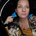 Klipsy niebieskie lekkie kwiaty Frida - boho i ślubne