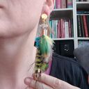 Klipsy z minerałami i piórami - folk boho dla kobiet