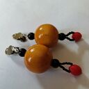 Autorskie klipsy etno-boho Ruda Klara - kolorowe drewno folk (box x1)