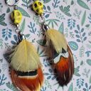 Lekkie klipsy pióra i czaszka w stylu boho i folk - handmade