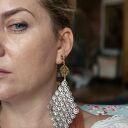 Klipsy długie długie lekkie filigrane w kolorze srebrnym i złotym w indyjskim orientalnym stylu pole