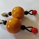 Autorskie klipsy etno-boho Ruda Klara - kolorowe drewno folk (box x1)