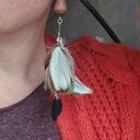 Klipsy boho folk Ruda Klara w kolorze turkusu i brązu - na klipsie