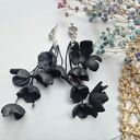 Klipsy lekkie kwiaty czarne